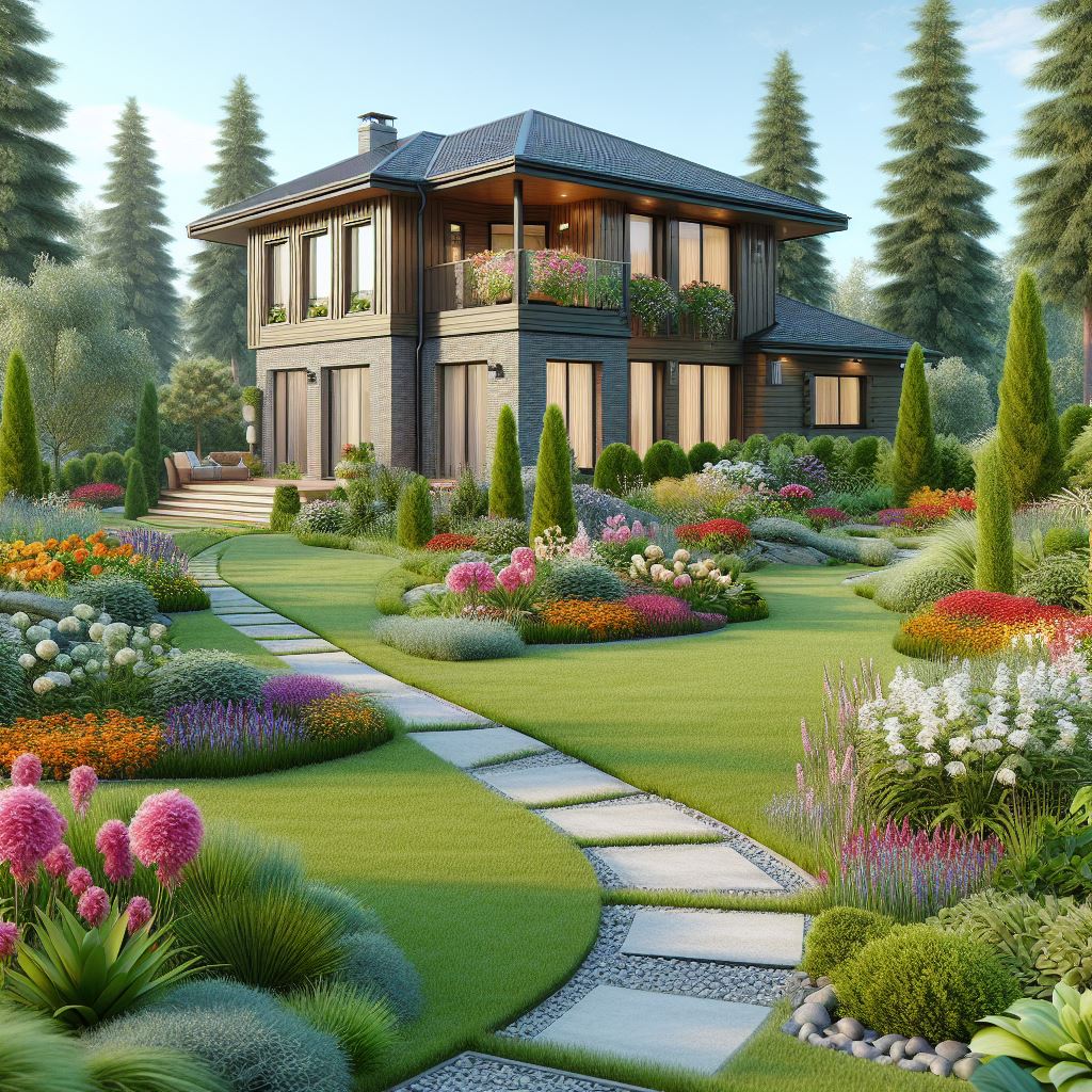 Ландшафтный дизайн для частного дома изображение